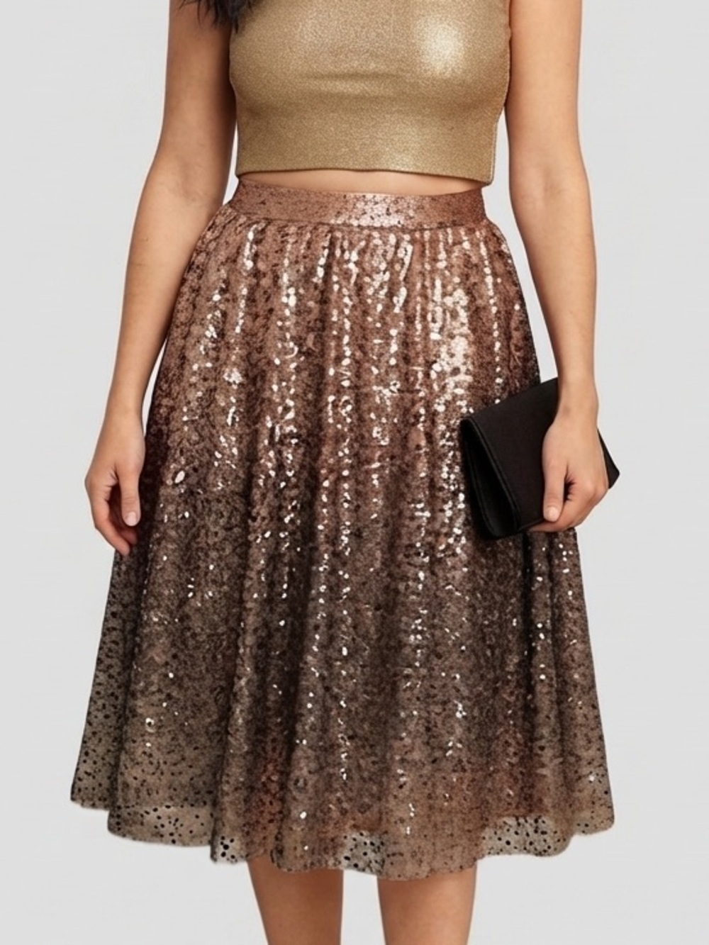 REITMANS ROCK N SHINE Sequin Ombre Skirt Petite Size 12